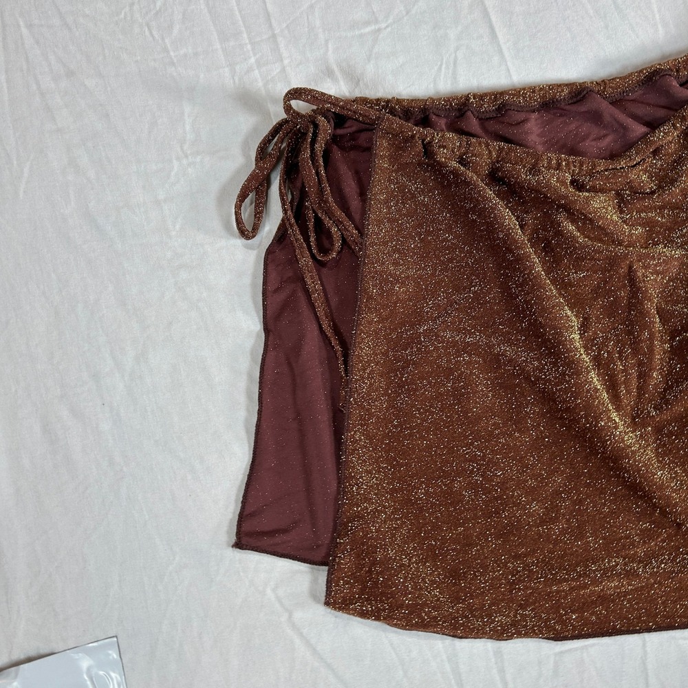 Betty Jade Swim Brown Lurex Foil Skirt Swim Coverup Medium 12575SR-CAPC - Picture 8 of 10